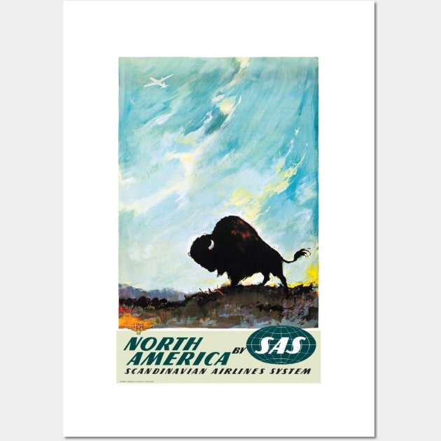 Vintage Travel Poster North America SAS Wall Art by vintagetreasure